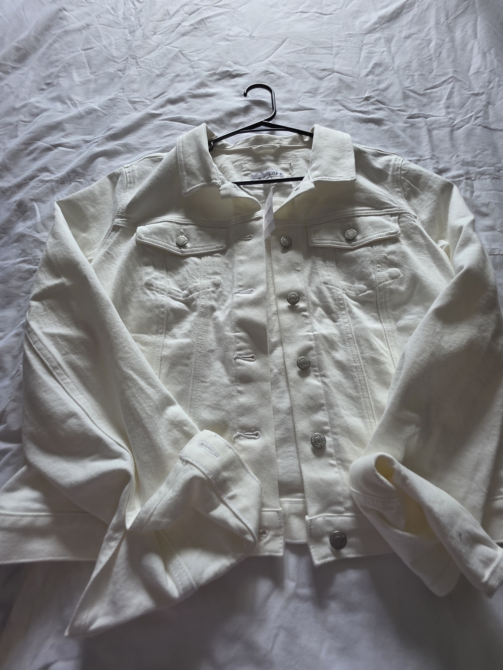 Classic White Denim Jacket - Womens Casual Jean Coat